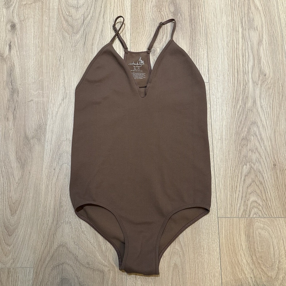 FREE‎ PEOPLE INTIMATELY WOMEN'S TAUPE SLEEVELESS MOVE ALONG BODYSUIT Sz M/L